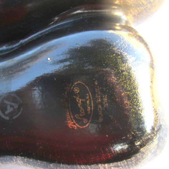 VTG STANGL POTTERY BLACK & GOLD DIVIDED CERAMIC DBL PEAR DISH - Picture 6 of 6